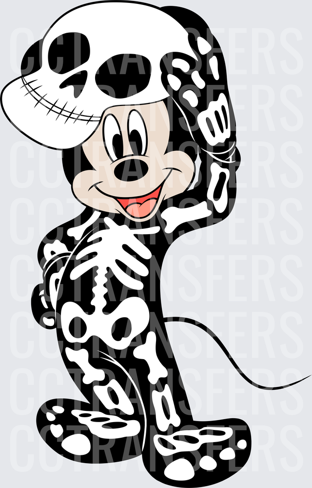 Smiling Cartoon Mouse Halloween Skeleton Costume (DTF)