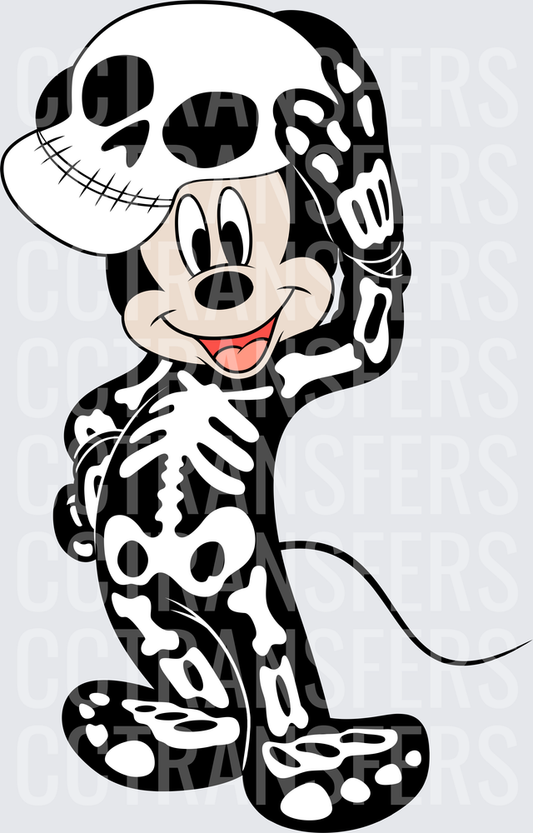Smiling Cartoon Mouse Halloween Skeleton Costume (DTF)