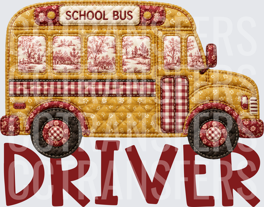 Quilted Patchwork School Bus Driver (DTF)