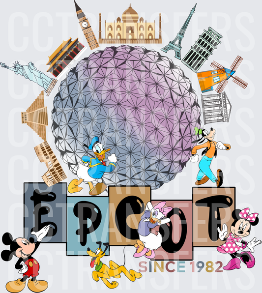 Epcot Since 1982 World Landmarks Geodesphere Classic Characters (DTF)