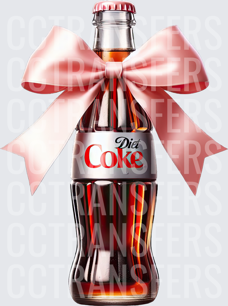 Glass Soda Bottle with Pink Satin Bow (DTF)