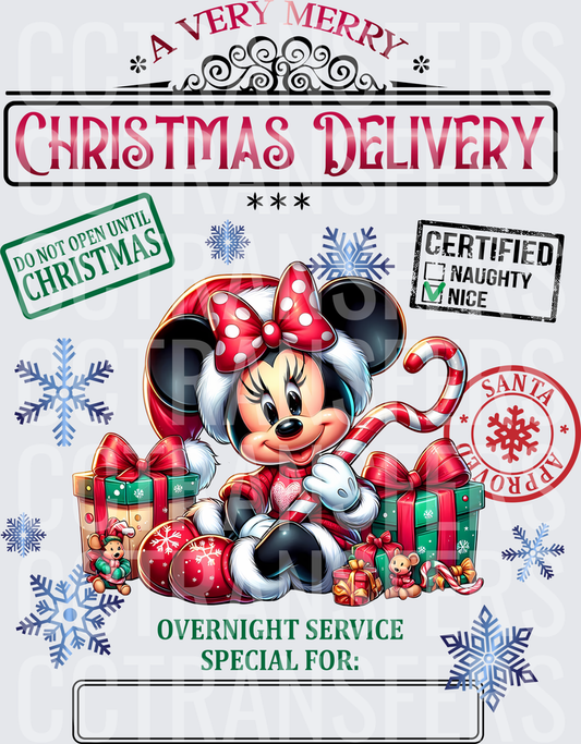 Girl Mouse Santa Sack Transfer - (DTF)
