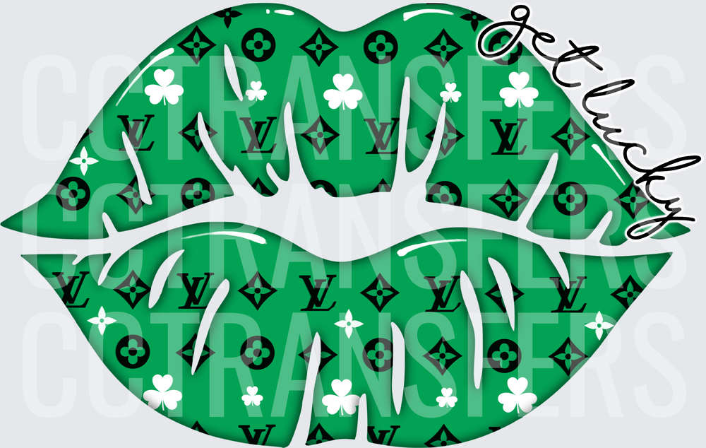 Get Lucky Green Monogram Lips (DTF)