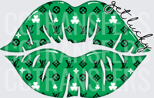 Get Lucky Green Monogram Lips (DTF)