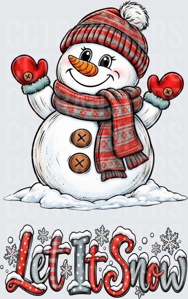 Cheerful Snowman Let It Snow Winter Holiday Design (DTF)