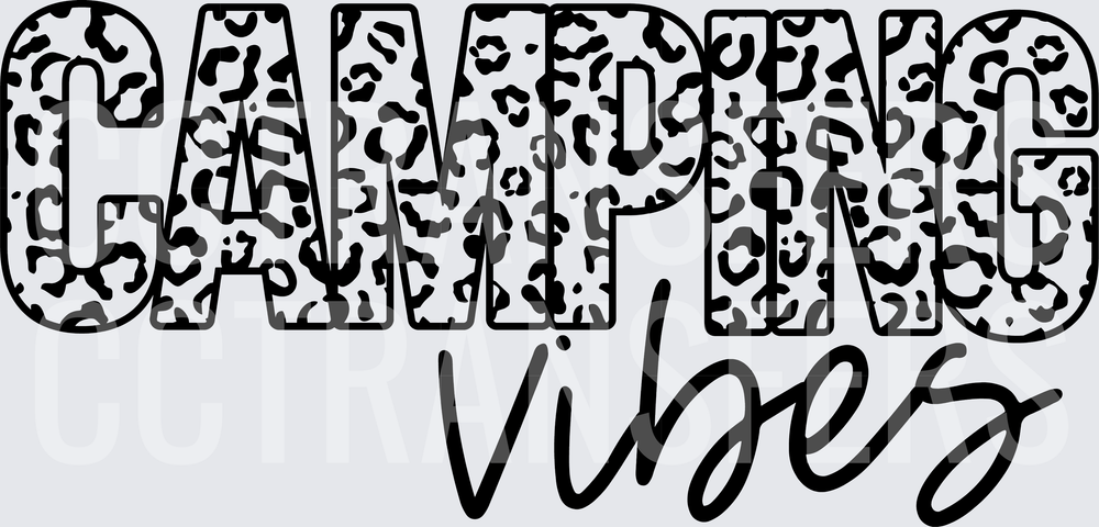 Camping Vibes Leopard Print Bold Script (DTF)