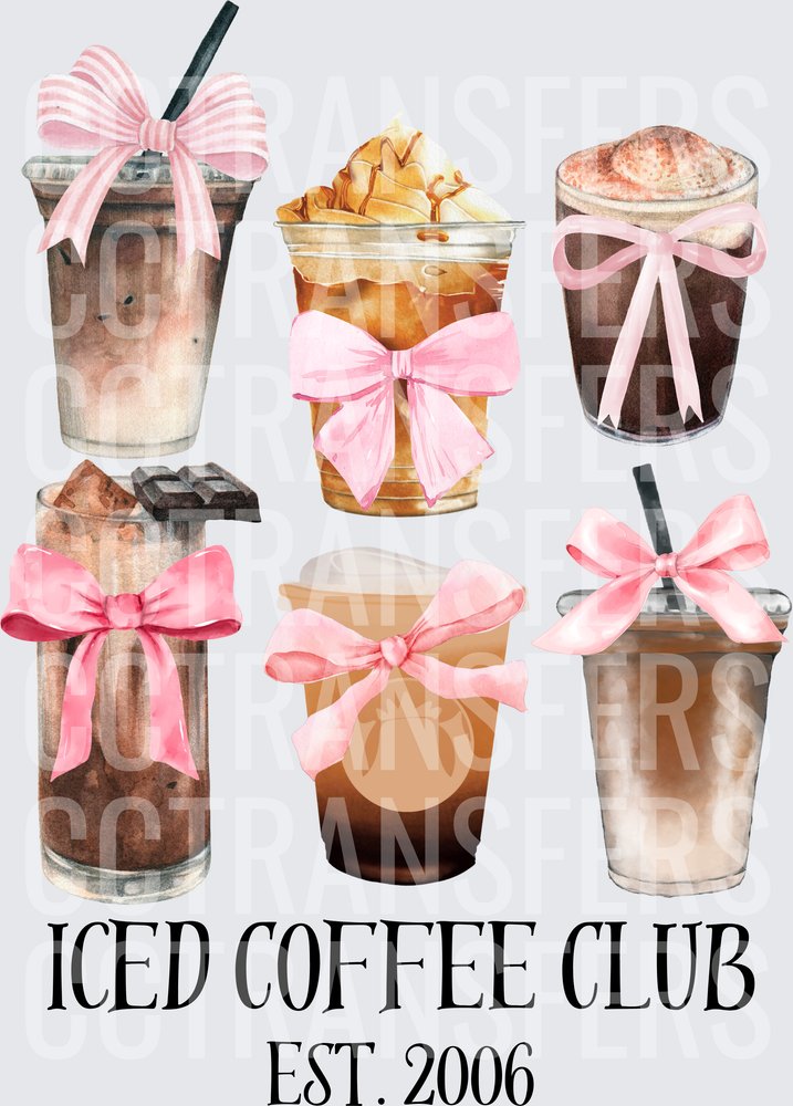 Iced Coffee Club Est. 2006 Pink Bow Drinks (DTF)