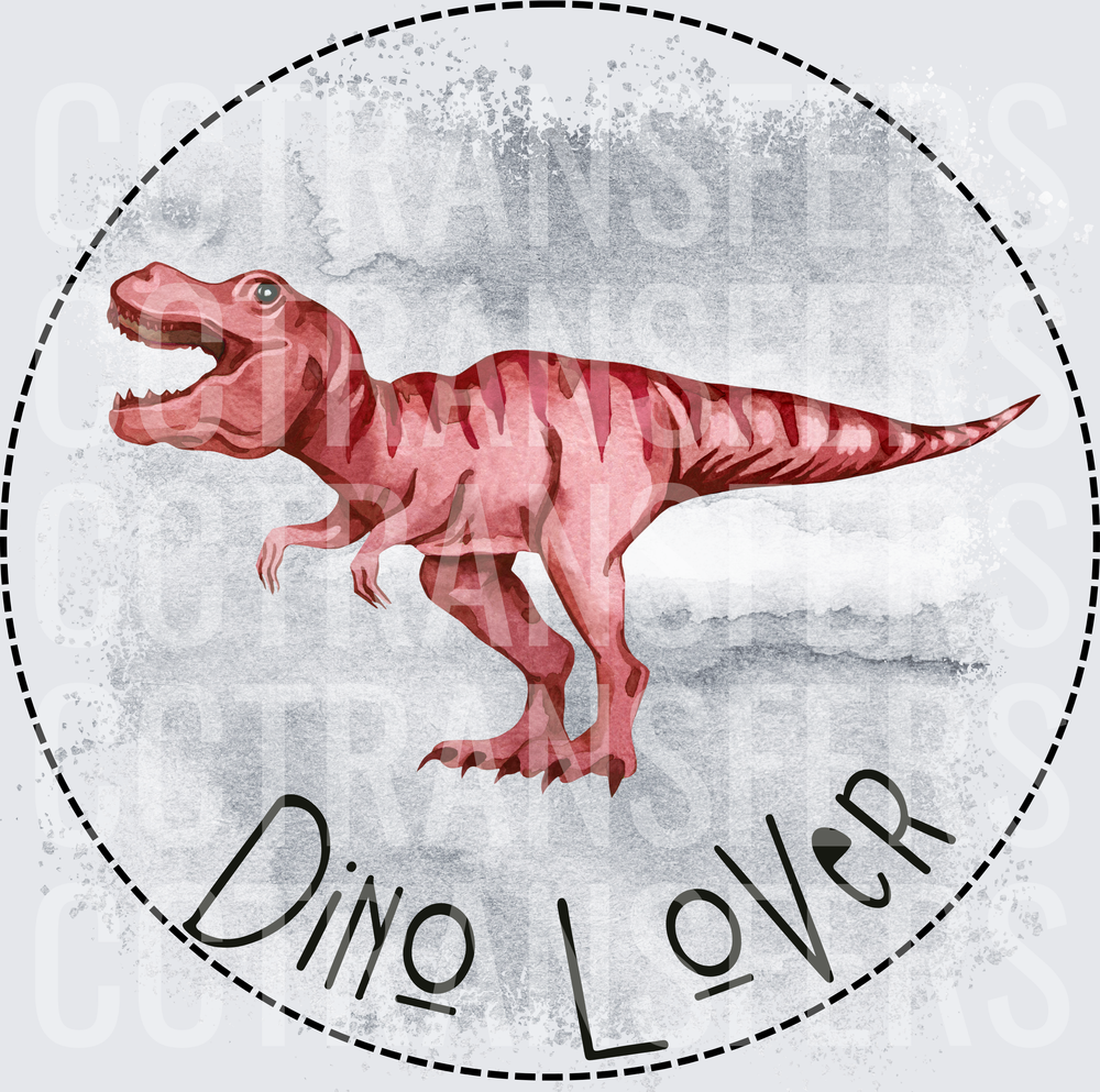 Dino Lover Watercolor T-Rex Circle Badge (DTF)