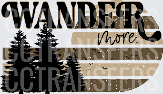Wander More Pine Trees Birds Retro Stripe Outdoor (DTF)