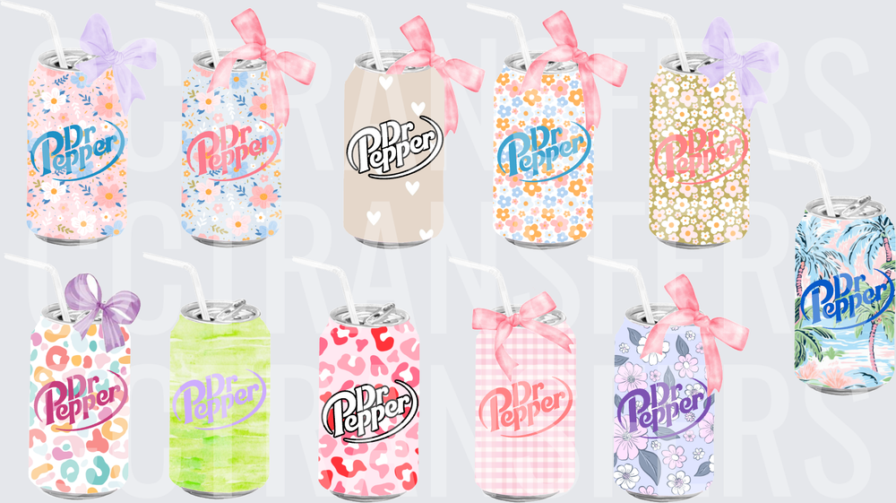 Trendy Soda Cans Bundle Floral Gingham Leopard Patterns (DTF)