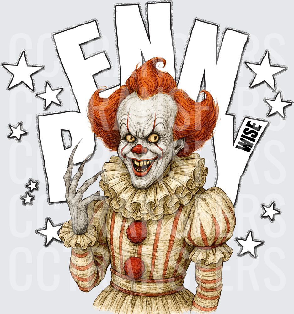 Scary Clown FNW Wise Stars Horror Design (DTF)