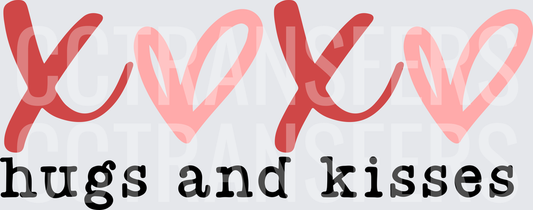 XOXO Hugs and Kisses Valentine Hearts (DTF)