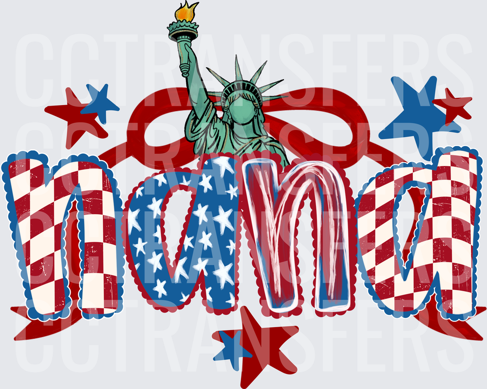 Patriotic Nana Red White Blue Stars Liberty Statue (DTF)