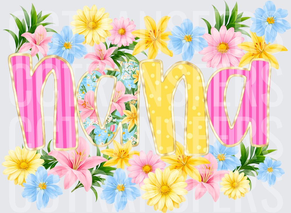 Nana Patterned Letters Spring Floral Arrangement (DTF)