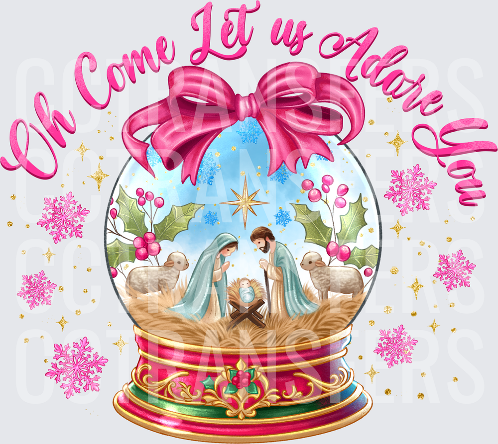 Oh Come Let Us Adore You Nativity Snow Globe (DTF)