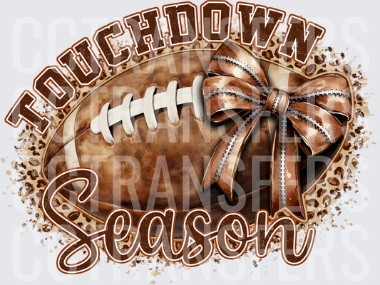 Touchdown Season Football with Bow Leopard Print (DTF)