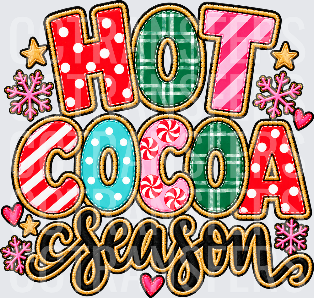 Hot Cocoa Season Festive Embroidery Patch Style (DTF)