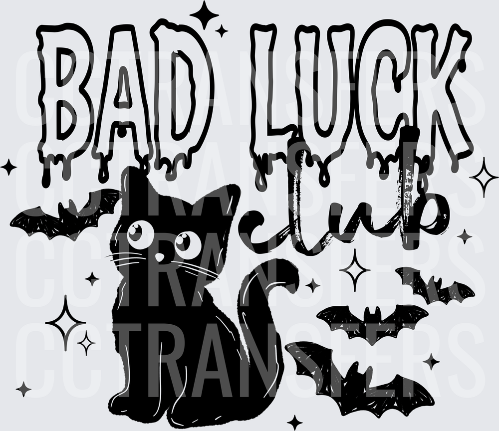 Bad Luck Club Black Cat Bats Drip Sparkle (DTF)