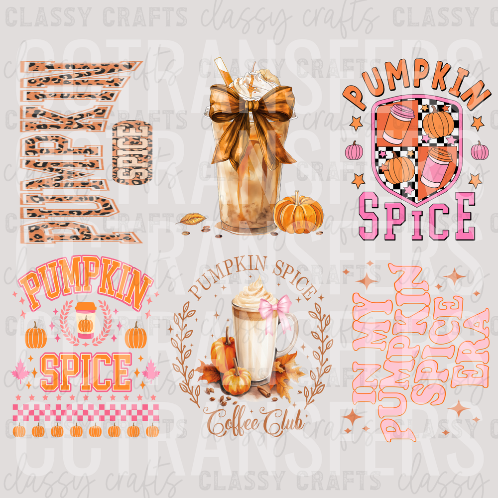 Pumpkin Spice Fall Coffee Club 6-Design Bundle (DTF)