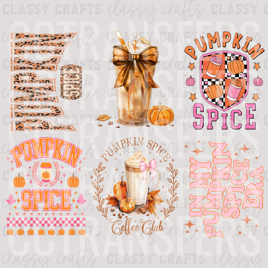 Pumpkin Spice Fall Coffee Club 6-Design Bundle (DTF)
