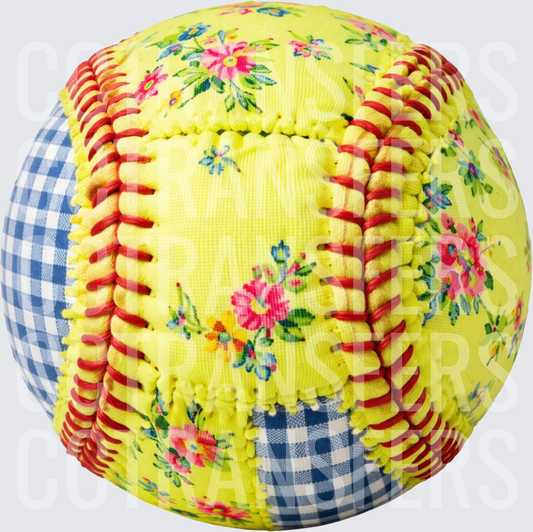 Floral Gingham Patchwork Softball (DTF)