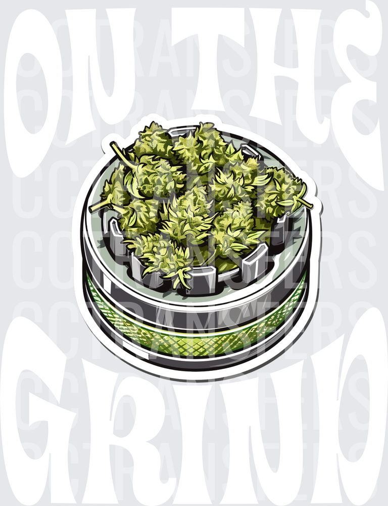 Open Herb Grinder Loaded With Green Cannabis Buds (DTF)