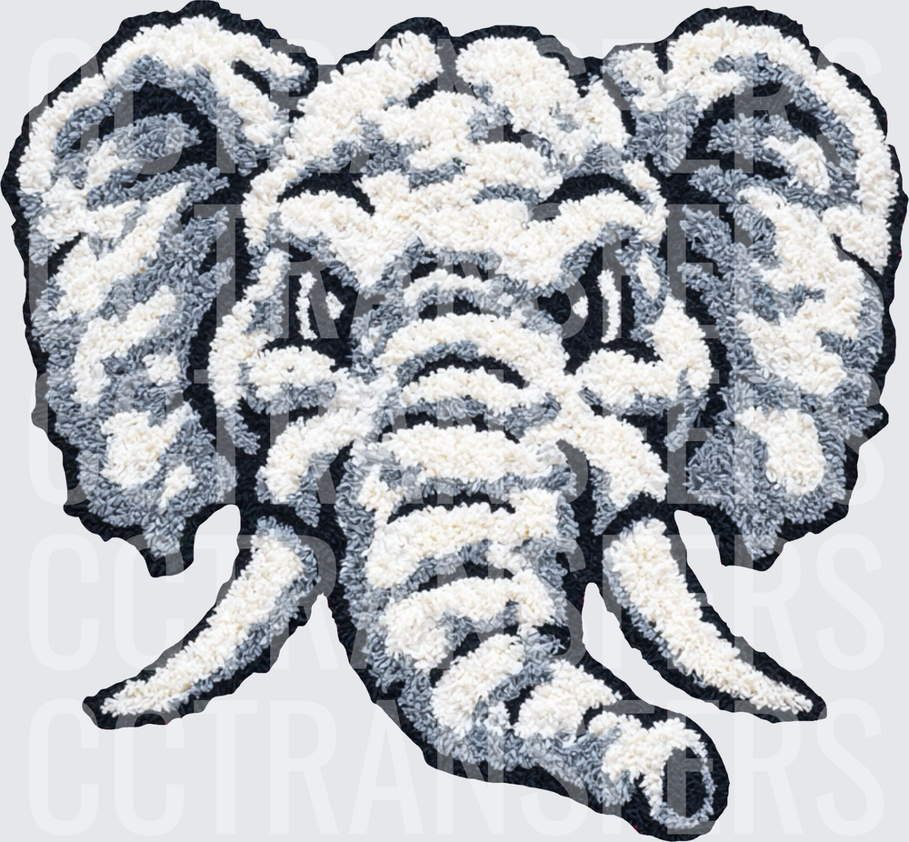 Embroidered Style Elephant Head Front View (DTF)