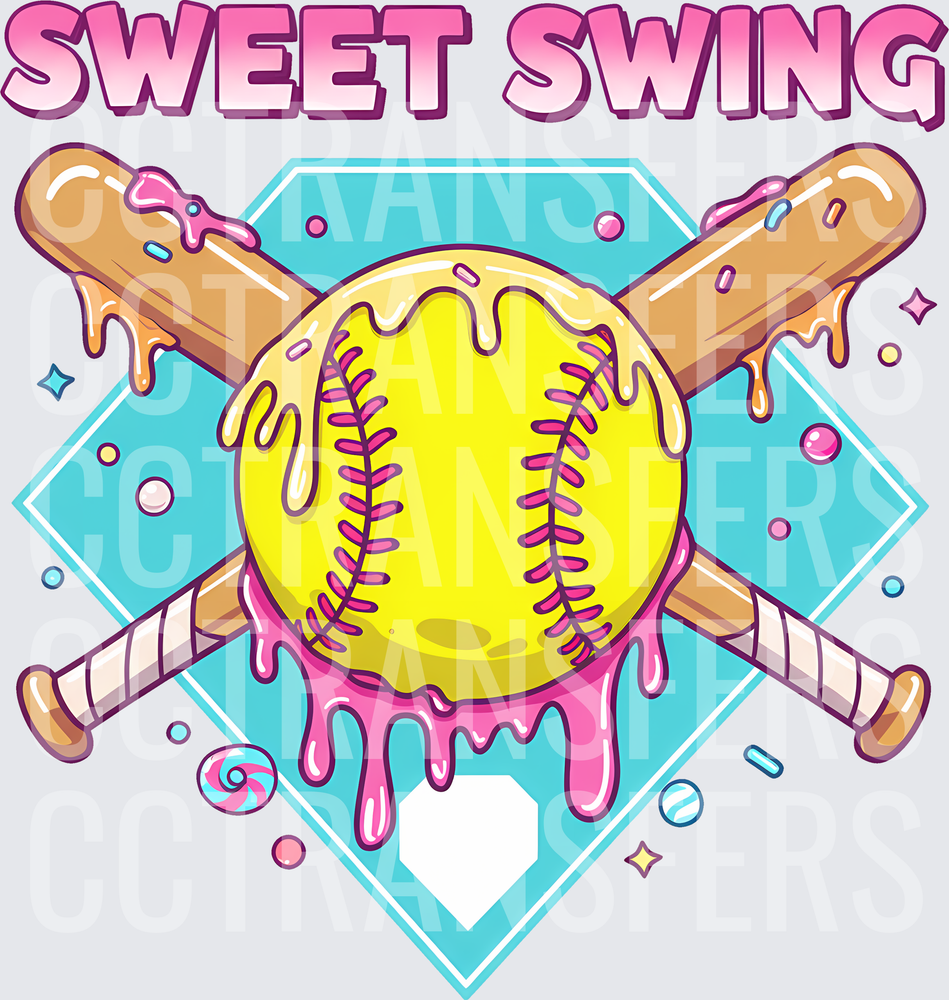 Sweet Swing Dripping Softball Crossed Bats Diamond (DTF)