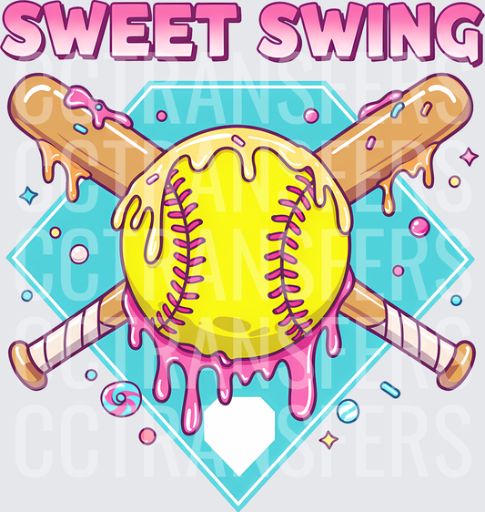 Sweet Swing Dripping Softball Crossed Bats Diamond (DTF)