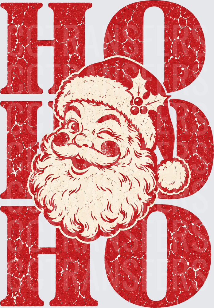 Vintage Distressed Ho Ho Ho Jolly Santa Face (DTF)