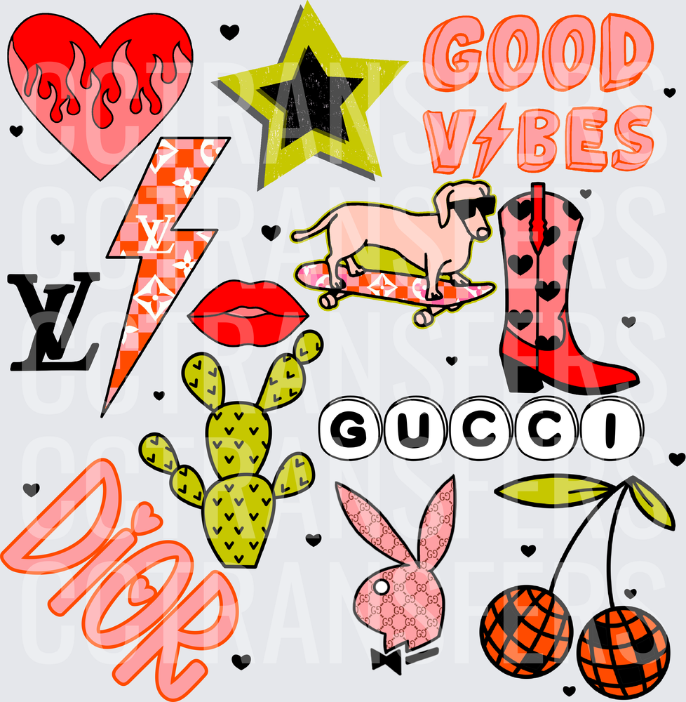 Good Vibes Retro Fashion Icon Sticker Sheet (DTF)