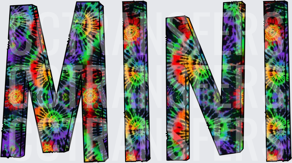 Tie Dye MINI Bold 3D Block Letters (DTF)