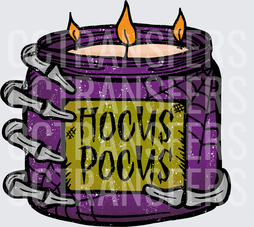 Hocus Pocus Purple Triple Wick Candle Skeleton Hands (DTF)
