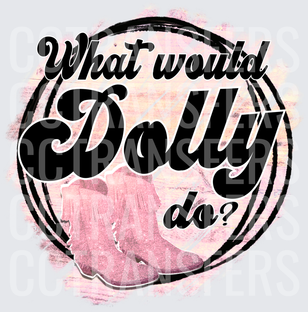 What Would Dolly Do Pink Glitter Cowboy Boots (DTF)