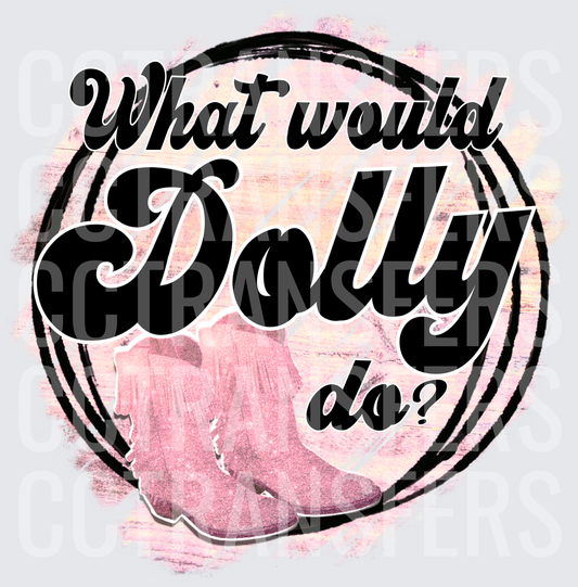 What Would Dolly Do Pink Glitter Cowboy Boots (DTF)