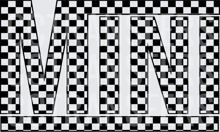 Black White Checkerboard Pattern MINI Bold Text (DTF)