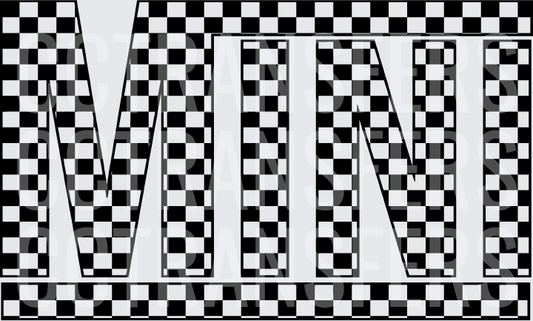 Black White Checkerboard Pattern MINI Bold Text (DTF)
