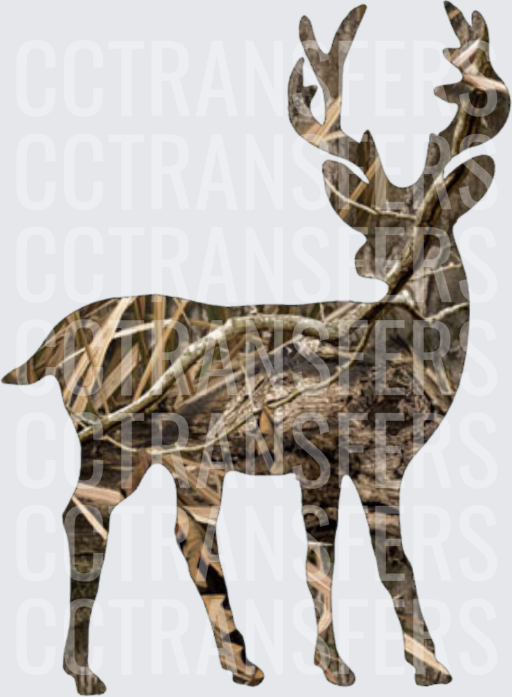 Camo Buck Whitetail Deer Silhouette (DTF)