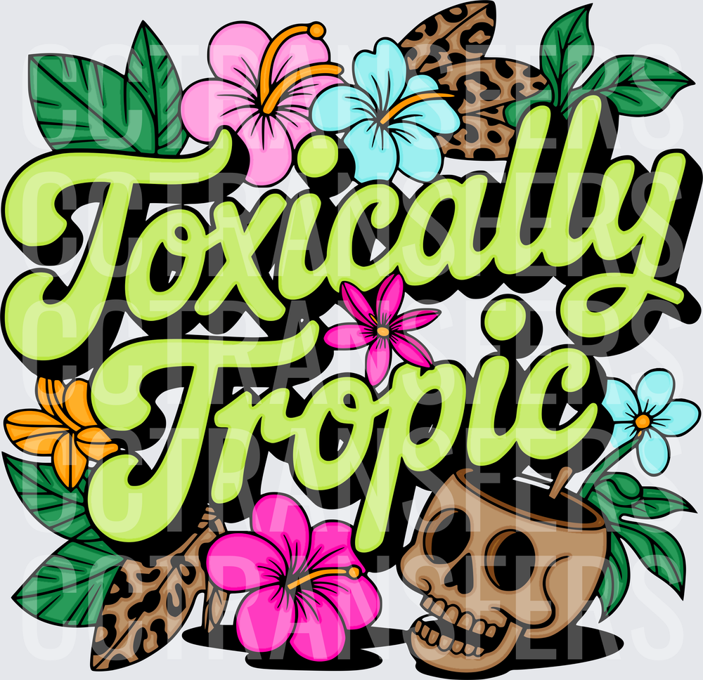 Toxically Tropic Skull Tiki Tropical Floral (DTF)