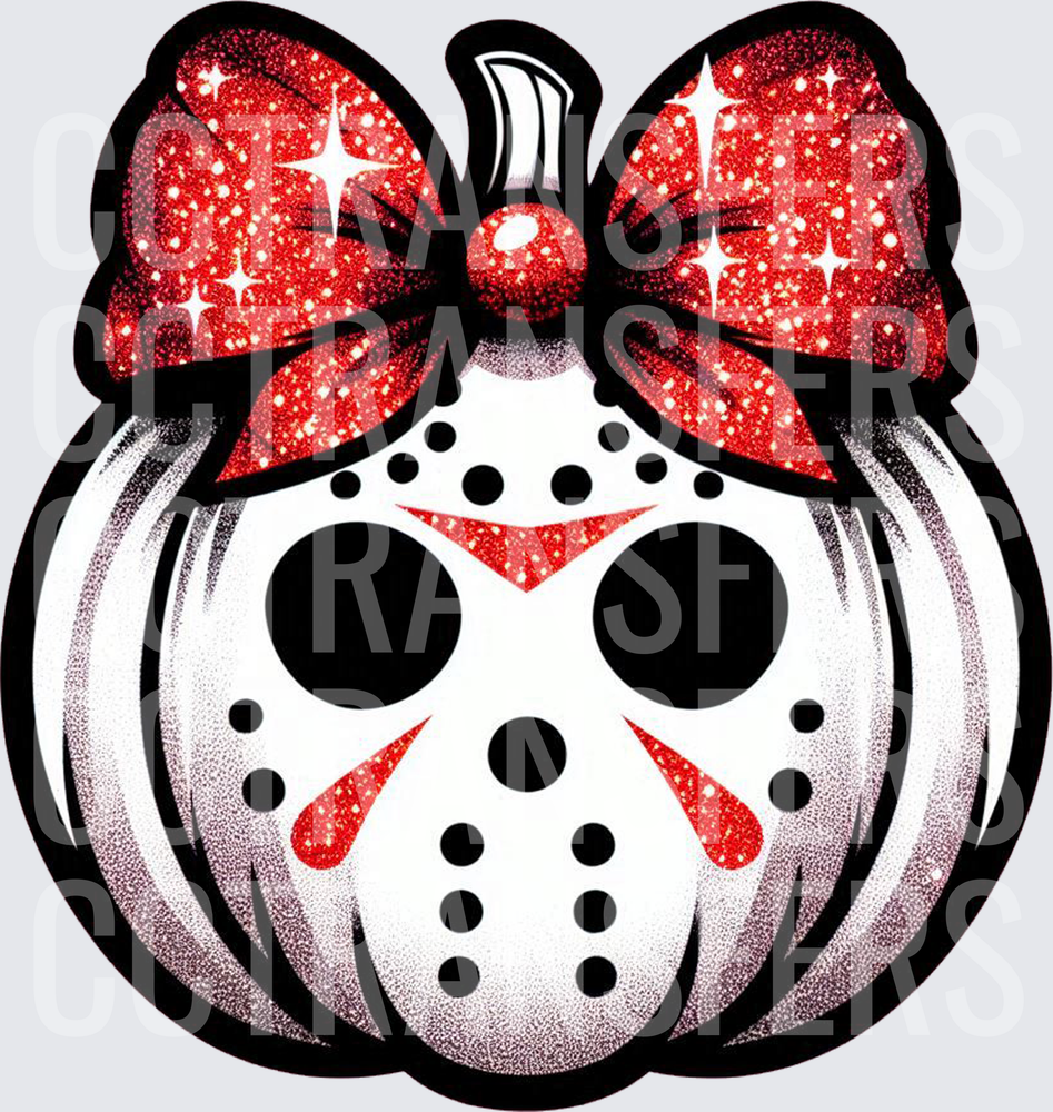 Glitter Bow Horror Mask Pumpkin Halloween (DTF)