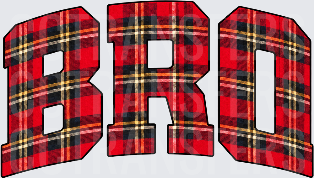BRO Red Plaid Varsity Arch Letters (DTF)