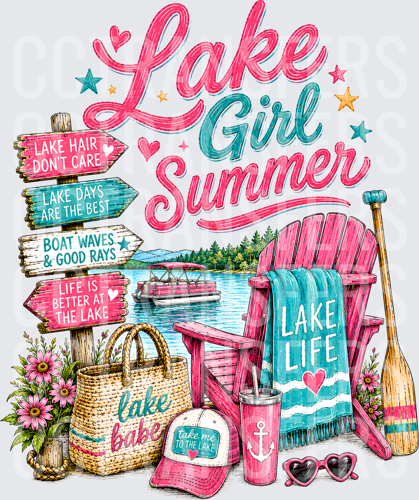Lake Girl Summer Lake Life Lake Babe Directional Signs (DTF)