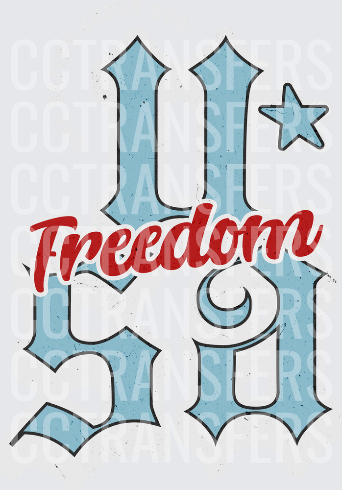 USA Freedom One Nation Under God Gothic Lettering Star (DTF)