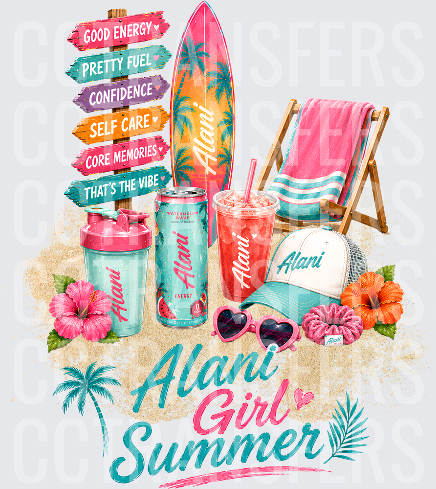 Alani Girl Summer Beach Vibes Energy Drink Scene (DTF)