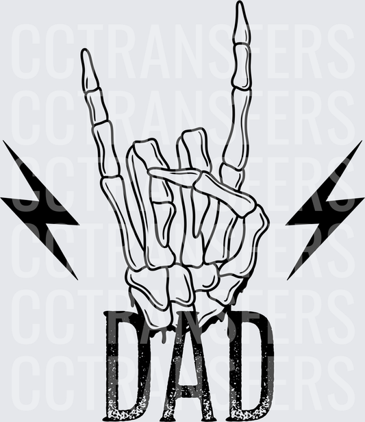 Skeleton Hand Rock On Sign Lightning Bolts Dad (DTF)