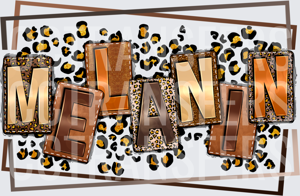 Melanin Leopard Print Patchwork Gold Brown Letters (DTF)
