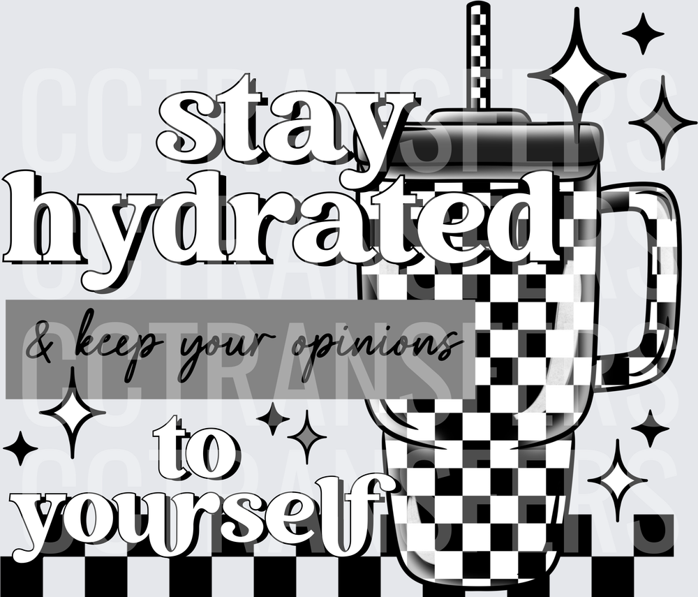 Stay Hydrated & Keep Your Opinions To Yourself Checkered Cup (DTF)