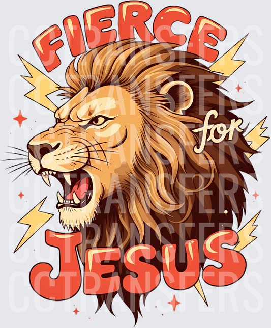Fierce For Jesus Roaring Lion Lightning Bolts (DTF)