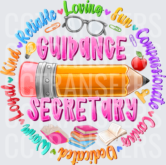 Guidance Secretary Pencil Books Positive Words Circle (DTF)