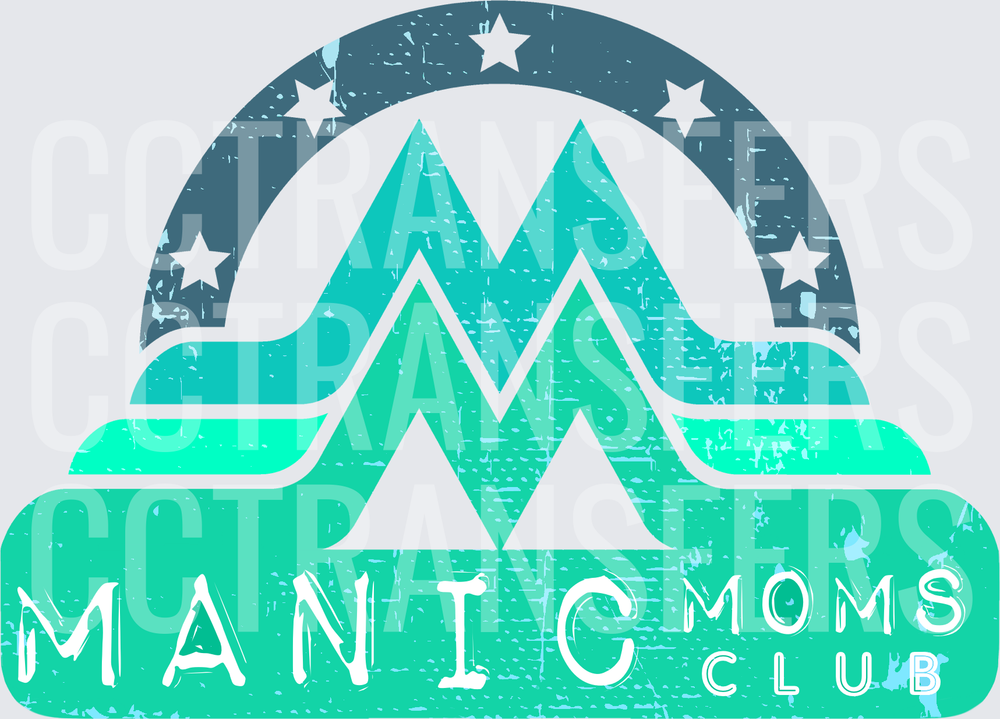 Manic Moms Club Distressed Badge Logo (DTF)